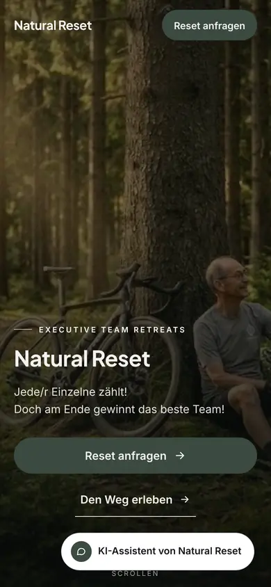 Seite von Natural Reset auf dem Smartphone.